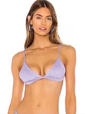 NWOT Tori Praver Jagger Smocked Triangle Bikini Top